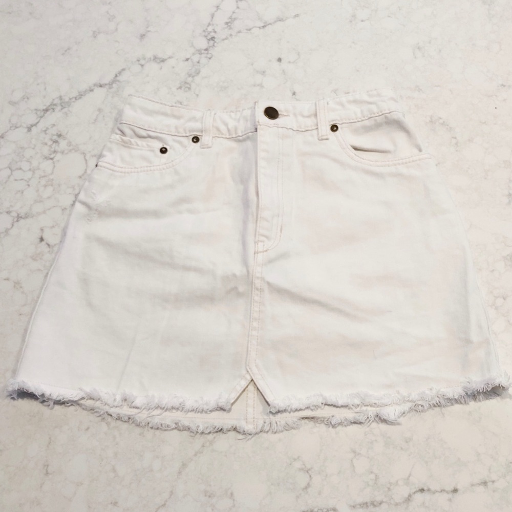 Free People White Jean Skirt